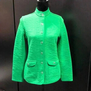 ISAAC MIZRAHI LIVE button down,front pockets, quilt like texture pattern jacket